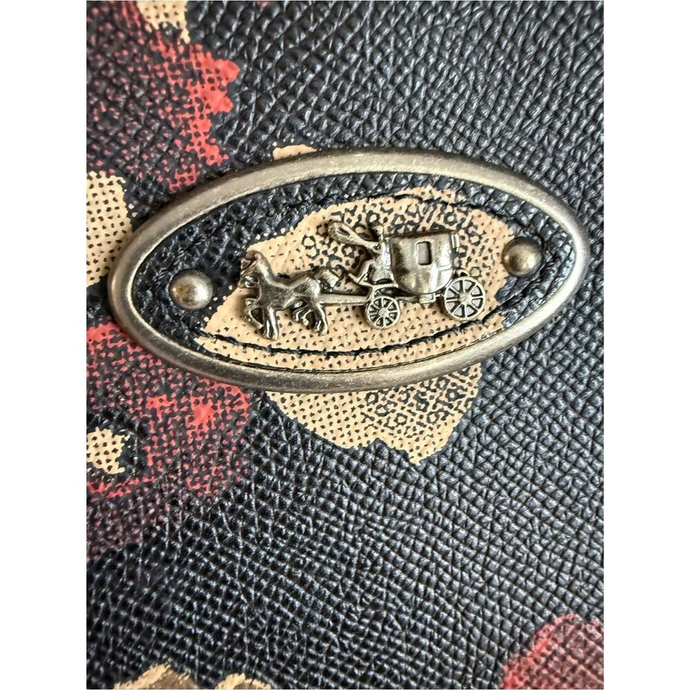 Coach Black Floral Tote with Red and Tan Bloom Print - Picture 2 of 15